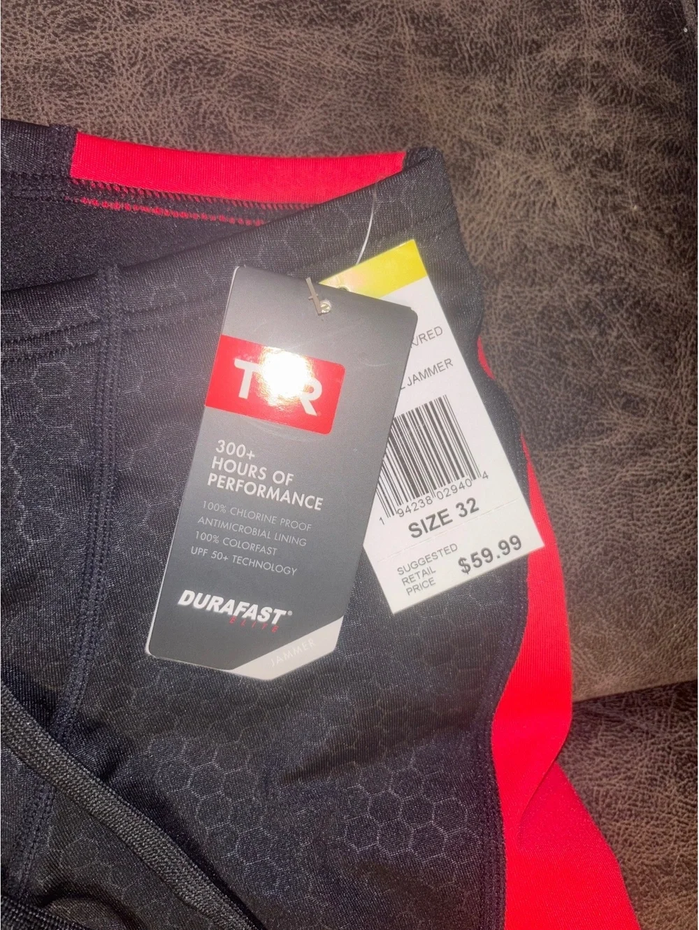 NWT TYR Durafast Elite Hexa Curve Jammer Swim Shorts Size 32 Black Red